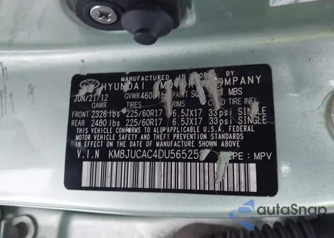 2013 Hyundai Tucson Gls z USA, uszkodzony, nr VIN KM8JUCAC4DU565252